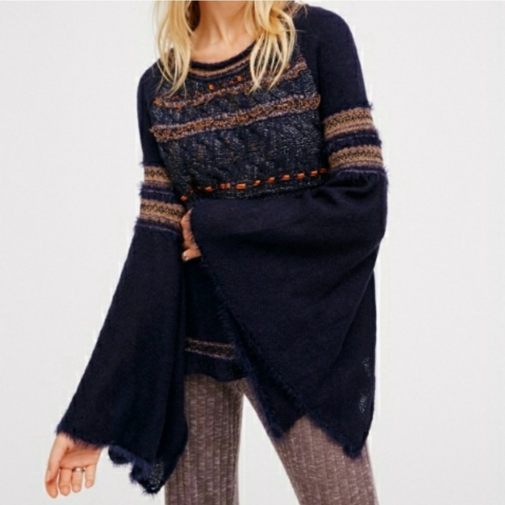 Free People Craft Time Bell Sleeve Sweater Medium